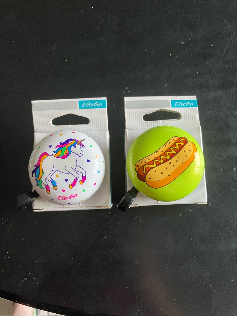 Kids Unicorn and Hot Dog Bike Bell - White and Lime Green